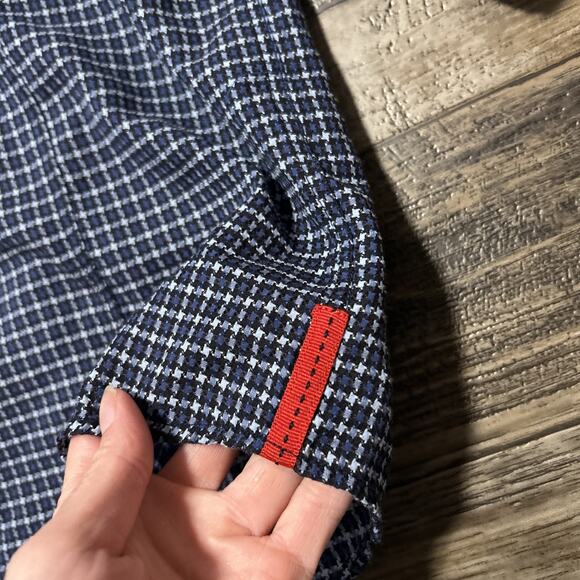 7 Downie Men’s Button Down Shirt Contrast Cuff Size 3X Blue Plaid Textured - Picture 3 of 9